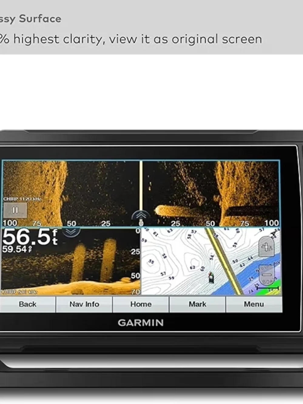 Garmin Black Screen Protector Tempered Glass for EchoMAP Displays
